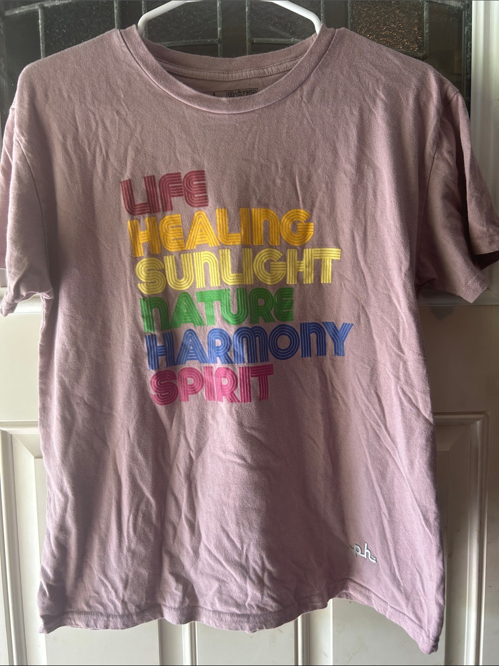 The Phluid Project Pastel Pink Graphic Tee with Rainbow Text
